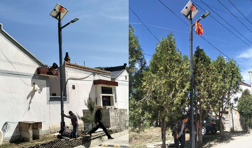 平?jīng)鲮o寧6米太陽能路燈安裝成功